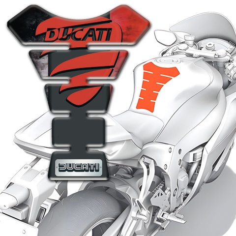Ducati Tank Protector Red Black background Style with Red Logo 