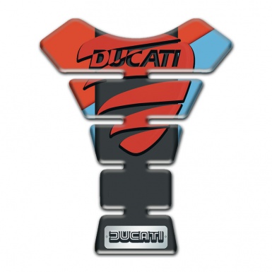 Ducati Tank Fuse Sky Blue with Red base and Red Logo Style 