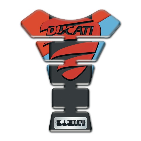 Ducati Tank Fuse Sky Blue with Red base and Red Logo Style 