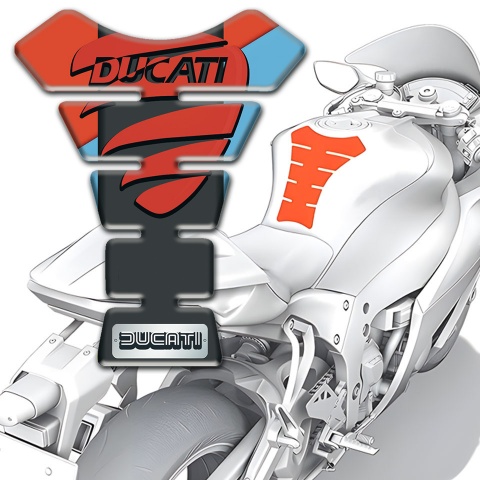 Ducati Tank Fuse Sky Blue with Red base and Red Logo Style 