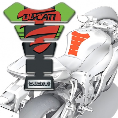 Ducati Tank Pad Protector Green Background with Red Painted Logo 