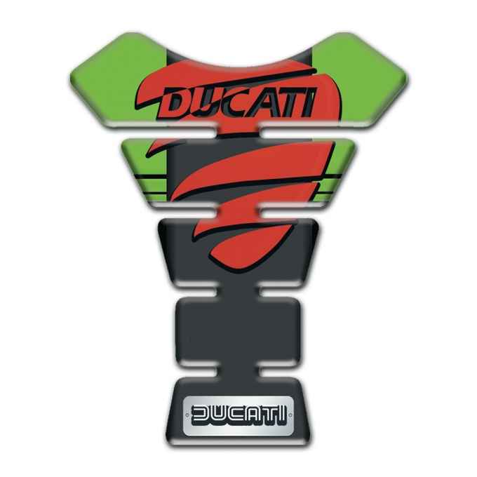 Ducati Tank Pad Protector Green Background with Red Painted Logo 