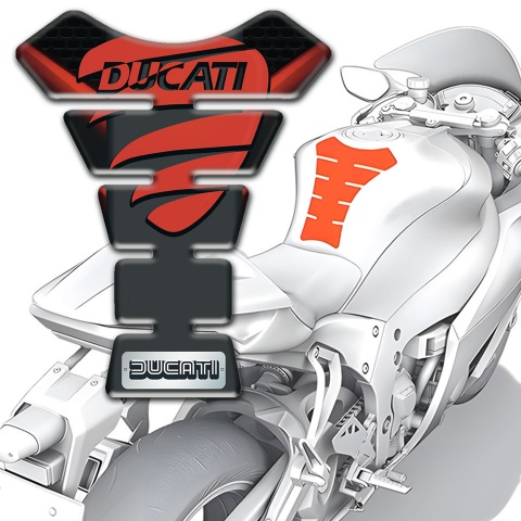Ducati Tank Protector Black Background with Red Details Decoration 