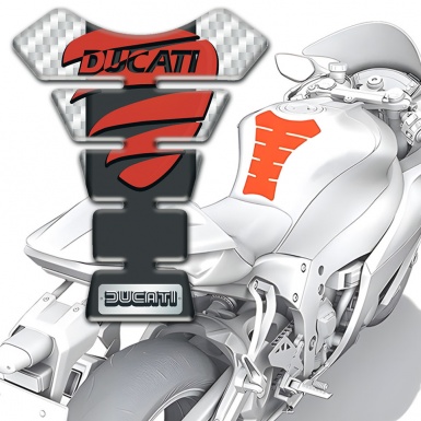 Ducati Tank Guard Pads White Carbon Background 
