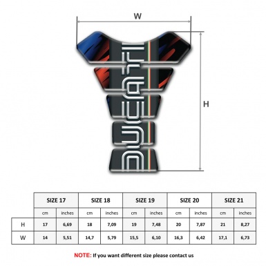 Ducati Tank Guard Pads Black base with Red Blue patterns and Vertical Logo 
