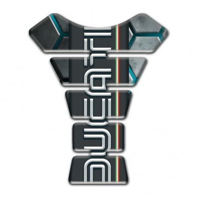 Ducati Tank Pad Protector Gray Hexagons base and Graphite Panel logo 