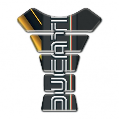 Ducati Tank Fuse Diagonal Yellow Pattern Base Graphite Panel Logo 