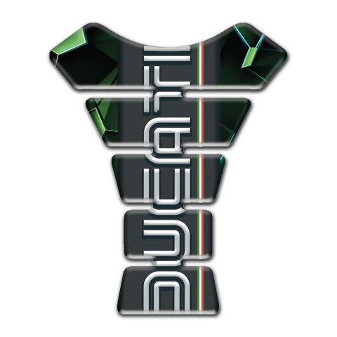 Ducati Tank Guard Pads Green Diamond base Graphite Logo panel 