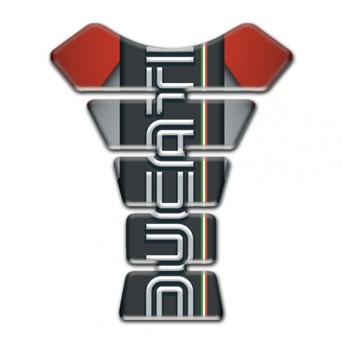 Ducati Tank Pad Protector Gray Red base Vertical Logo Print 