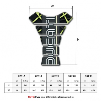 Ducati Tank Pad Motorbike Blac with Green Lines Decoration Base 