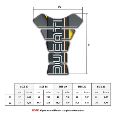 Ducati Tank Pad Protector Graphite Logo Panel Style Gray Yellow base 