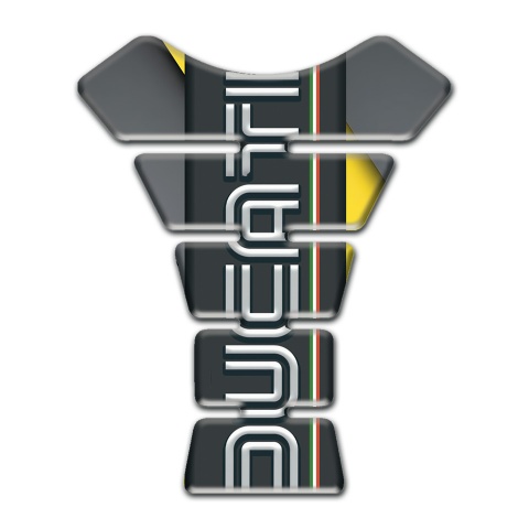 Ducati Tank Pad Protector Graphite Logo Panel Style Gray Yellow base 