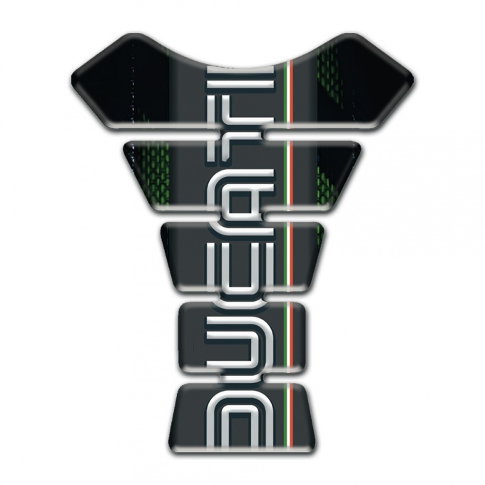Ducati Tank Guard Pads Vertical Logo Style with dark Base 