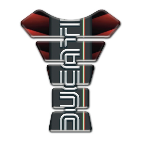 Ducati Tank Guard Pads Merging Red Black base and Vertical Logo 
