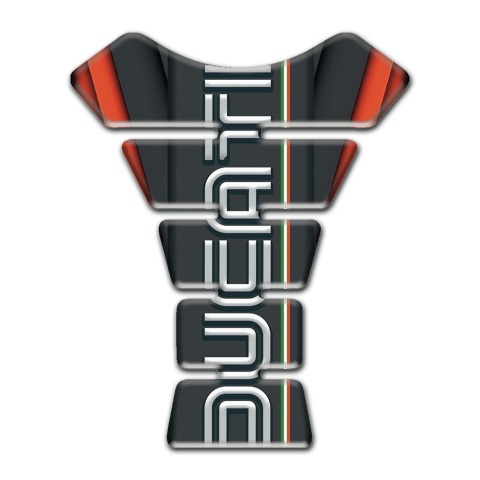 Ducati Tank Pad Protector Black Orange Base Vertical Logo Style 