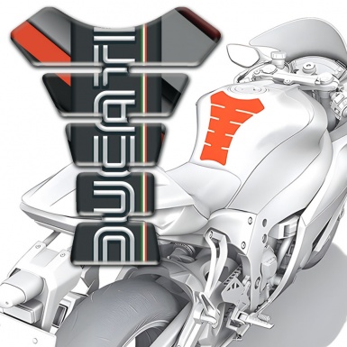 Ducati Tank Fuse Orange Gray Patterns Base and Graphite Logo Panel 