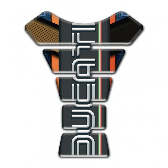 Ducati Tank Protector Brown Orange Base and Vertical Logo Style 