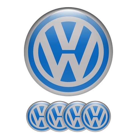 VW Volkswagen Silicone Stickers Center Hub Classic Blue Grey Ring
