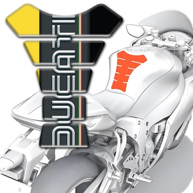 Ducati Tank Pad Motorbike Yellow Black Halves Base Graphite Logo Panel Style 