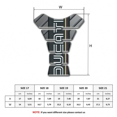 Ducati Tank Pad Protector Diagonal Gray patterns Base White Logo 