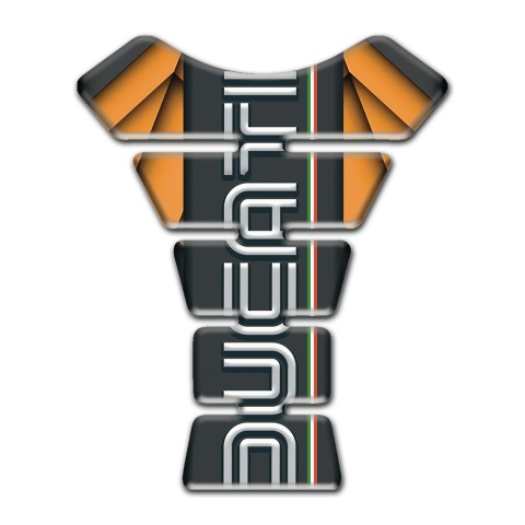 Ducati Tank Guard Pads Orange Figures Base and White Logo 