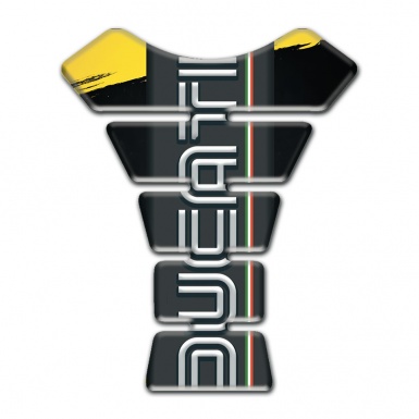 Ducati Tank Pad Motorbike Yellow Black Painting Base White Logo 