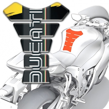 Ducati Tank Pad Motorbike Yellow Black Painting Base White Logo 