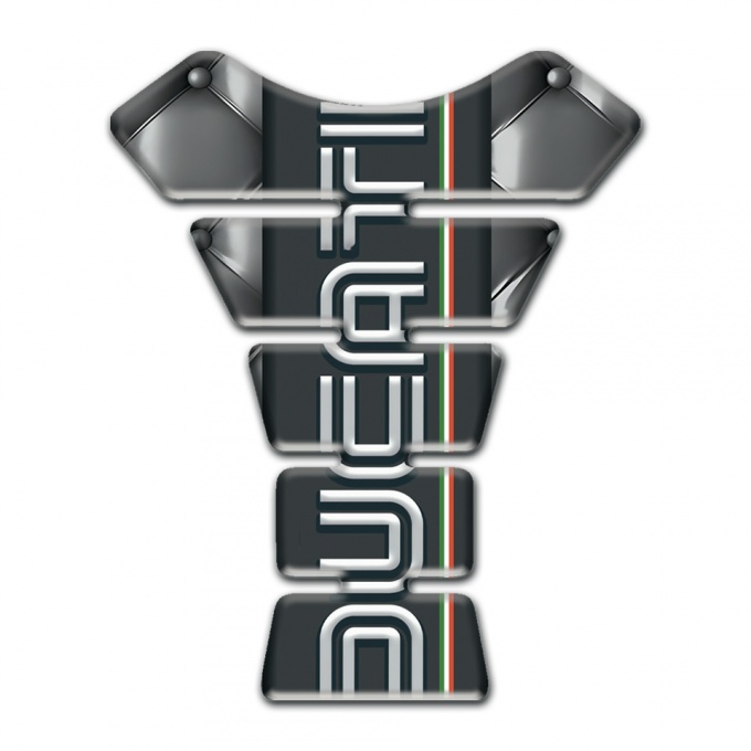 Ducati Tank Protector Gray Leather base White Vertical Logo Print 