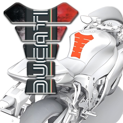 Ducati Tank Guard Pads Mixed Colors Base and White Logo Style 