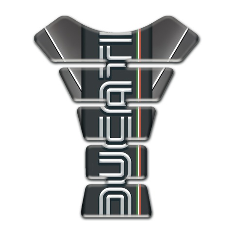 Ducati  Tank Pad Motorbike Gray Base with White Lines and Vertical Logo Print 