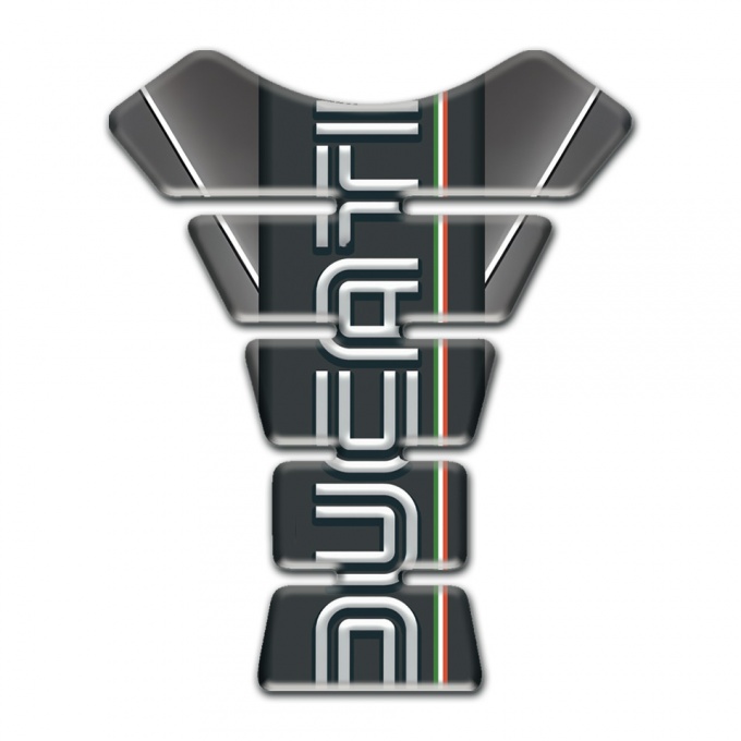 Ducati  Tank Pad Motorbike Gray Base with White Lines and Vertical Logo Print 