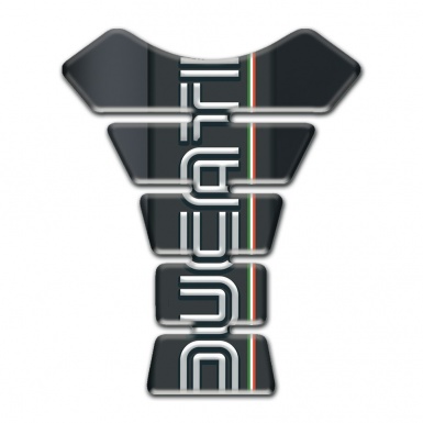 Ducati  Tank Protector Silicone Sticker with Vertical White Logo and Black background 