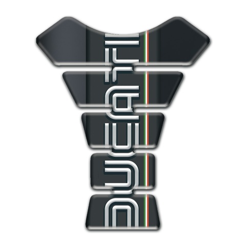 Ducati  Tank Protector Silicone Sticker with Vertical White Logo and Black background 