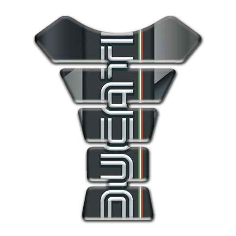 Ducati Tank Pad Motorbike Diagonal Gray Tape Background and White Logo 