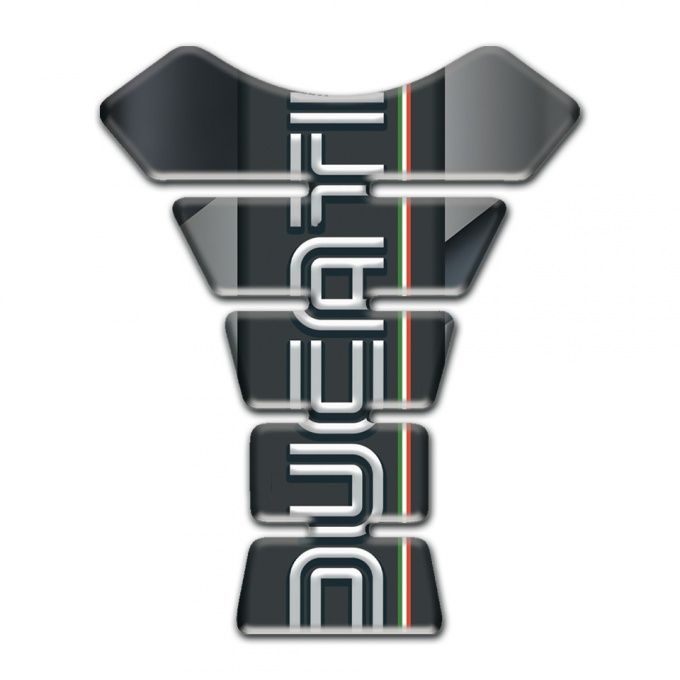 Ducati Tank Pad Motorbike Diagonal Gray Tape Background and White Logo 