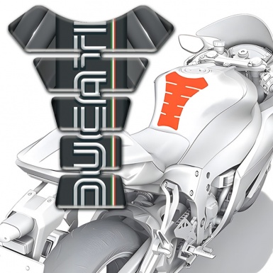 Ducati Tank Fuse High-Quality  Gray Base with White Logo Print 