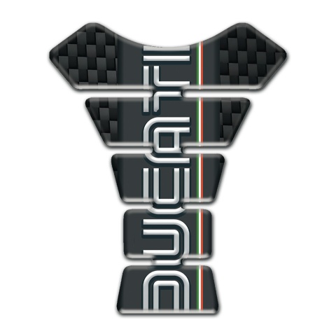 Ducati Tank Pad Motorbike Black Fibers Base and White Vertical Logo 
