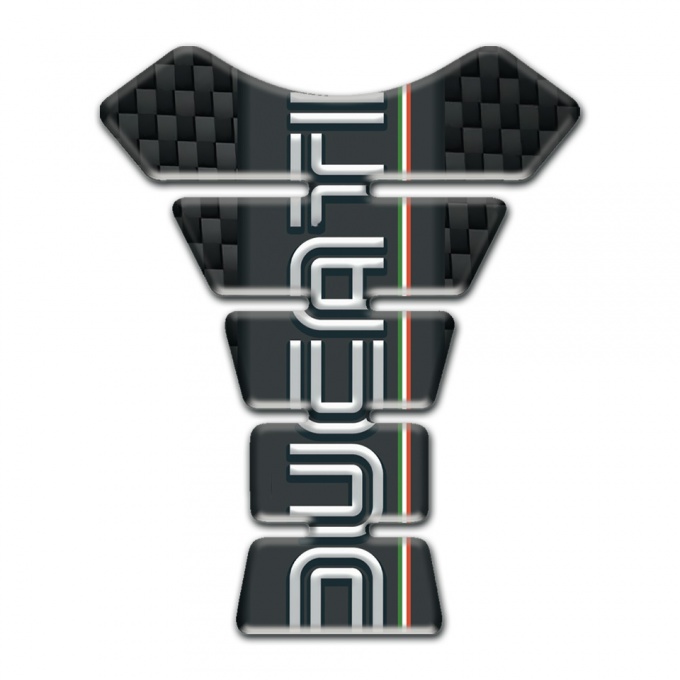 Ducati Tank Pad Motorbike Black Fibers Base and White Vertical Logo 