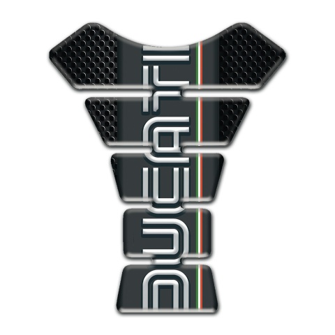 Ducati Tank Pad Protector Black Flakes Base and White Vertical Logo 