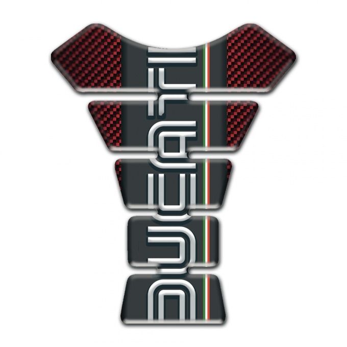 Ducati Tank Fuse Red Carbon Base and Black Logo Panel 
