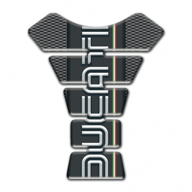 Ducati Tank Guard Pads Gray Rough Base with White Vertical Logo 