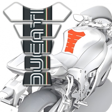 Ducati Tank Fuse White Base Black Logo Panel 