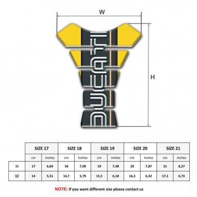 Ducati Tank Guard Pads Yellow Base Black Logo panel 