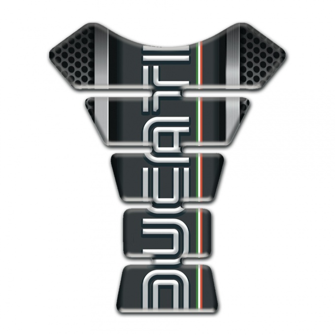 Ducati Tank Protector Motorcycle Vertical Gray Lines Base and White Logo Print 
