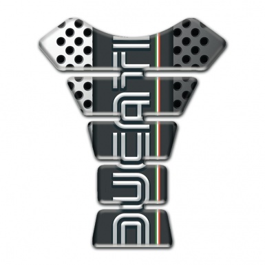 Ducati Tank Pad Protector Light and Dark Perforated halves Base and Black Logo Panel 