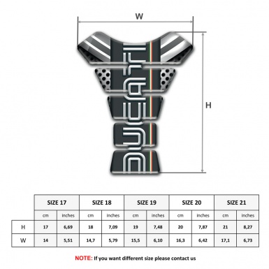 Ducati Tank Pad Motorbike Gray White Base Details with Black logo Panel 