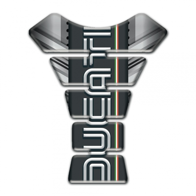 Ducati Tank Guard Pads Stylish Gray Background with Black Logo Panel 