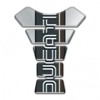 Ducati Tank Protector Silver base with Black Logo Panel 