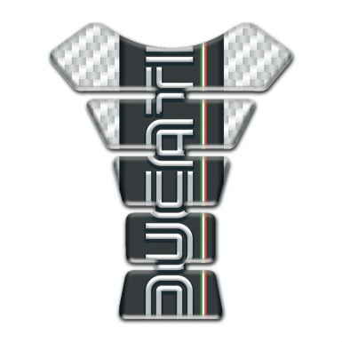 Ducati Tank Fuse White Carbon Base and Black Logo Panel 