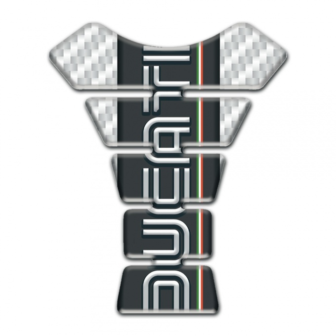 Ducati Tank Fuse White Carbon Base and Black Logo Panel 